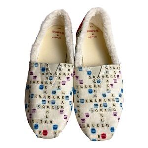 TOMS x SCRABBLE Alpargata Classic Canvas Slip On Flats Size 9 NEW